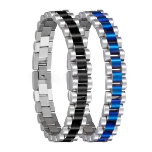 Classic Stainless Steel Gold-color Plated Fashion Rapper Link Chain Bracelet for Couples Unisex Gift