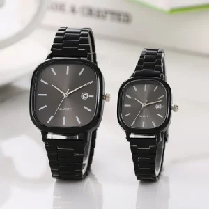 Classic Vintage Square Metal Band Date Watch Slim Bracelet Unisex Dress Watch