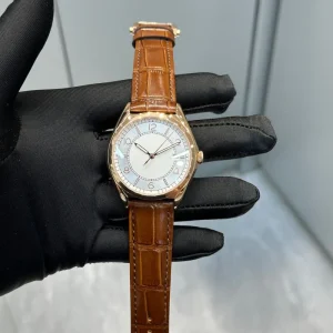 Classic Watch Rose Gold Tone White Dial with Date Display Automatic Movement for Men Business Formal Wear