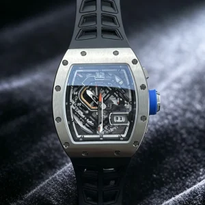 Classic Waterproof Stainless Steel Case Rubber Strap Casual Unisex Tourbillon Watch