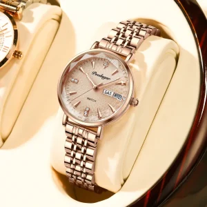 Classic Women’s Watch Waterproof Luminous Shock Resistant Stainless Steel Quartz Wrist Watch for Ladies