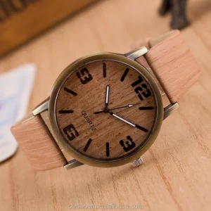 Classical Bamboo Wooden Watch Men Women Leather Quartz Dress Watch