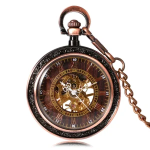 Classical Exquisite Copper Mechanical Hand Wind Pocket Watch Men Antique Fob Clock Relogio De Bolso Women Ladies Gift