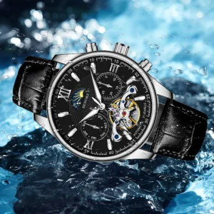 Classical Luxury Business Charm 3BAR Water Resistant Luminous Analog Stainless Steel Watch Automatic Mechanical Movement Men