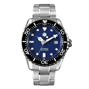 Classical Vintage Enamel Mechanical Automatic NH35 20atm Diver 316L Stainless Steel Watch for Men