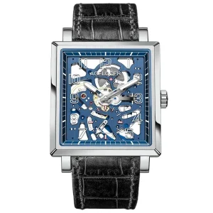 Codex Watch Men Square Skeleton Luminous Manual Mechanical Watch for Men Leather Strap Wristwatch