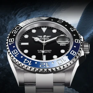 Cola Circle Sports Retro Fashion Men’s Mechanical Watch Date Luminous Waterproof 30M Ceramic Bezel Steel Band