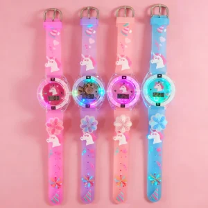 Colorful Cartoon Digital Watches for Primary and Middle School Students Featuring unicorn Patterns