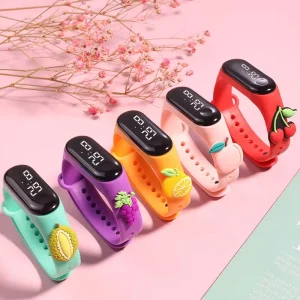 Colorful Cartoon Oval Plastic Children’s Waterproof Touch Screen LED Digital Bracelet Watch Gift