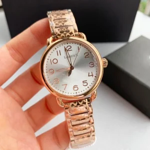 Contracted Design Exquisite Women’s Watch Custom Logo Golden Dial Stainless Steel Quartz Watch for Ladies