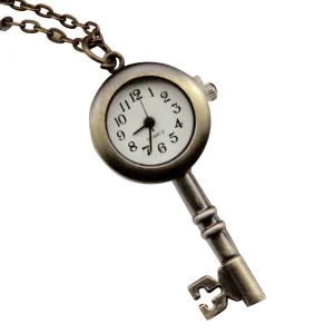 Copper Coated Key Pocket Watch Necklace Gift Pendant Watch Factory Direct Sale