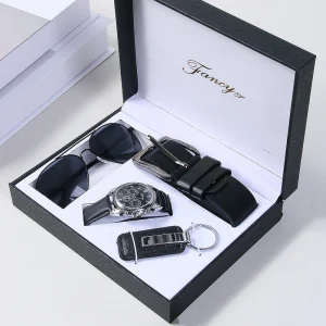 Corporate Promotional Business Gift Set Quartz Watch Leather Strap