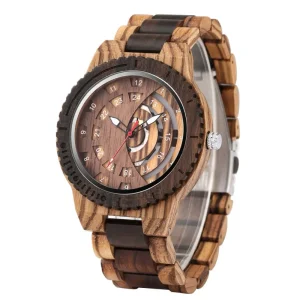Creative Dial Men’s Quartz All Wood Watch