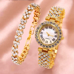 Creative Diamond Quartz Watch for Girls, Hand Chain Watch, Small Dial, Bracelet