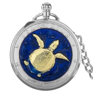 Creative Quartz Watch Music Hollow Turtle Design Dial Music Pocket Watch for Birthday Christmas Holiday Gifts