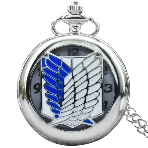 Creative Retro Anime Watch with Sliver Necklace Chain Men’s Quartz Clock Anime Pocket Watch