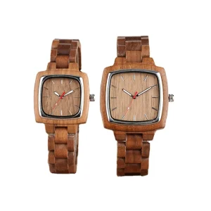 Creative Simple Minimalist Quartz Watch Walnut Watch Luxury Square Gift Set Couple Watches for Lovers