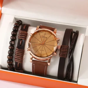 Cross Border Business Gift Set for Men’s Day Father’s Day Birthday Graduation Modern Simplicity Leather Men’s Quartz Watch