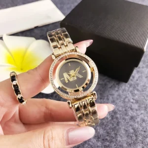 Cross border Double Circle Unisex Watch Letter Logo Diamond Encrusted 38mm Light Luxury Quartz Factory Direct