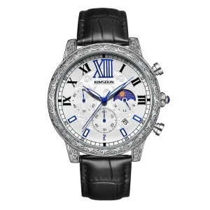 Cross-border Golden Seton Carved Men’s Fashion Luminous Water Resistant 30M Quartz Chronograph Sports Watch Metal Case 43mm