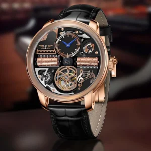 Cross-border New Style Czech Leopard Button Music Box Multi-function Automatic Mechanical Watch Men’s Watch 6655