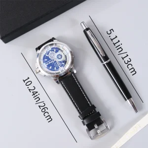 Cross-border Quartz Watch Signature Pen Gift Set Business Father’s Day Zinc Alloy Leather Quartz