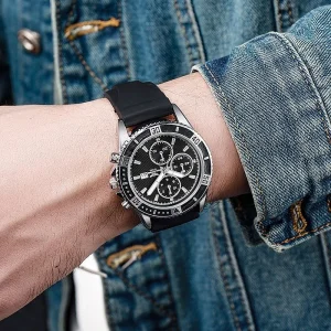 Cross-border Silicone Men’s Quartz Watch Customized Uhren Fashion Wild Sports Three Eyes Decoration Men’s Watch