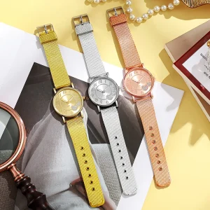 Cross-border mesh quartz watch women’s casual fashion heart-shaped unisex simple watch