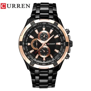 Curren 8023 Men’s Stainless Steel Quartz Wrist Watch Luxury Fashionable Waterproof Band Glass Dial Pointer 48mm Watches