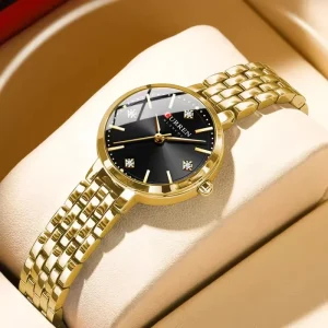 Curren 9106 Women Premium Quartz Watch Stainless Steel Strap Waterproof Elegant Fashion Small Dial Wristwatch