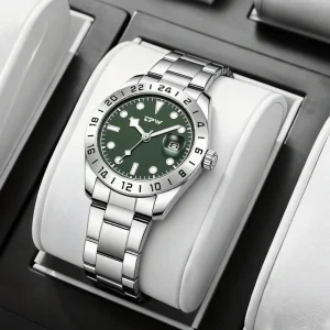 Custom 40mm Design Alloy Case Stainless Steel Men Luxury Calendar Watches Relojes Para Hombre