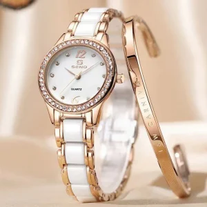 Custom Brand Business Watch, Glass Dial, Ceramic, Diamond Quartz Movement, Waterproof