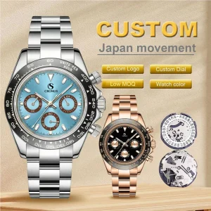 Custom Chronograph Watches Stainless Steel Japan VK63 Movement for Men