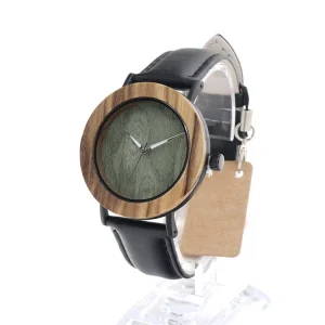 Custom Classic Leather Strap Quartz Watch Glass Dial Water Resistant 3BAR 42mm Business Style Fashion for Wood Watch