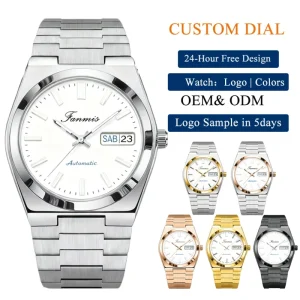 Custom Design Japan NH36 Movement Mechanical Men’s Watch Stainless Steel Sapphire Crystal Dial Day Display Watch
