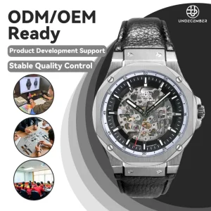 Custom Design Skeleton Leather Strap Luminous 5ATM Waterproof Automatic Wristwatch Direct Factory Bulk Supply