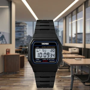 Custom Digital Unisex Wrist Watch 5 ATM Water Resistance Japan Movement Square Case Luminous Sport Style
