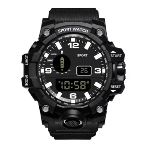 Custom Digital Watch Men Round Army Black Digital Watch Large Electronic LCD Display