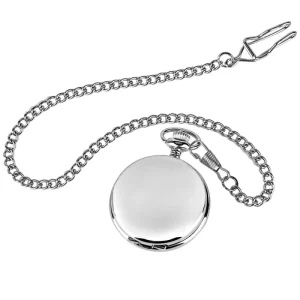 Custom Engraved Steampunk Silver Pocket Watch for Personalized Gifts Blank Smooth Face Vintage Pendant with Quartz Movt & Chain
