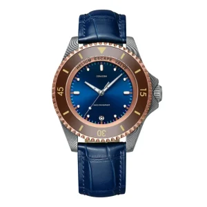 Custom Factory Classic Leather Strap Men Mechanical Watch Automatic Date Display Damascus Steel Case