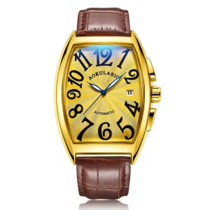 Custom Fashion Barrel Leisure Joker Hollow Exquisite Luxury Automatic Mechanical Watch for Business Men’s Watches