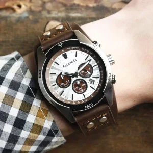 Custom Fashion Business British Style Quartz Movement Luxury Water Resistant 100M Leather Stainless Steel Watch