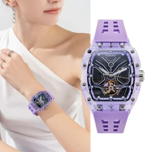 Custom Full automatic Mechanical Luxury Watch Couple’s Luminous Pointer Dial Rubber Band Power Reserve Unisex Sports Watch OEM