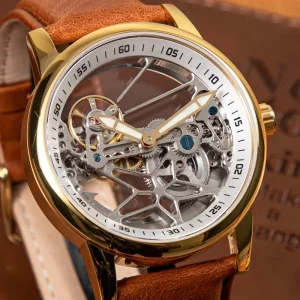 Custom High Quality Automatic Movement Mechanical Luxury Stainless Steel Skeleton Men’s Wrist Watch