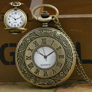 Custom High Quality Luxury Relief Retro Classic Engraved Vintage Skeleton Old Quartz Metal Alloy Pocket Watch