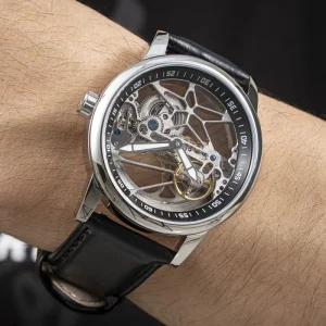 Custom High Quality Skeleton Wrist Reloj Transparente Luxury Automatic Mechanical Diamond Watches for Men