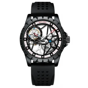 Custom LOGO Fashionable Automatic Mechanical Men’s Watch Alloy Case Silicone Band Luminous Waterproof Diving Sports Watch OEM