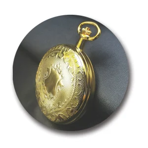 Custom LOGO Full Hunter 2115 Japan Quartz Movement Brass Case IPG Antique Pocket Watch