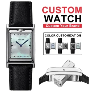 Custom Logo 180 Rotatable Reverso Rectangular Watch Dual face Double sided Reversible Folding Dial Dual Time Zone Design Paired