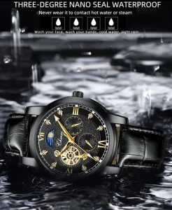 Custom Logo 8859 Men’s Stainless Steel Case Sapphire Crystal 3BAR Water Resistant Waterproof Automatic Watch Leather Mechanical